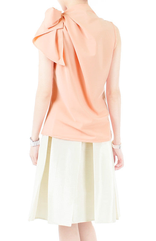 Posh Oversized Bow Blouse - Pastel Peach
