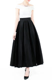 Prestige Satin Flare Maxi Skirt - Noir Black