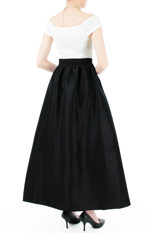 Prestige Satin Flare Maxi Skirt - Noir Black
