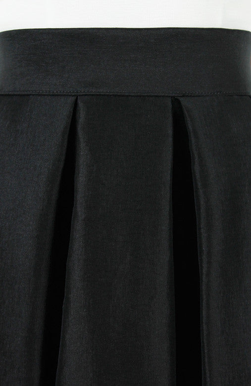Prestige Satin Flare Maxi Skirt - Noir Black