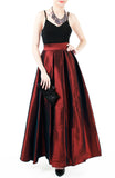 Prestige Satin Flare Maxi Skirt - Ruby Red
