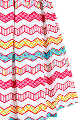 Christmas Chevron Patchwork Flare Dress - White