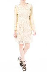 Romantic Escape Floral Lace Dress - Cream