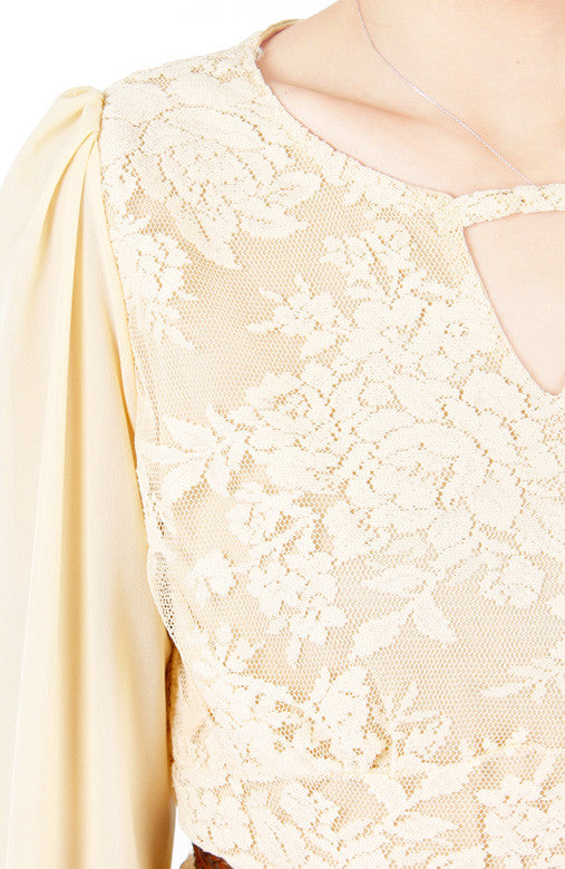 Romantic Escape Floral Lace Dress - Cream