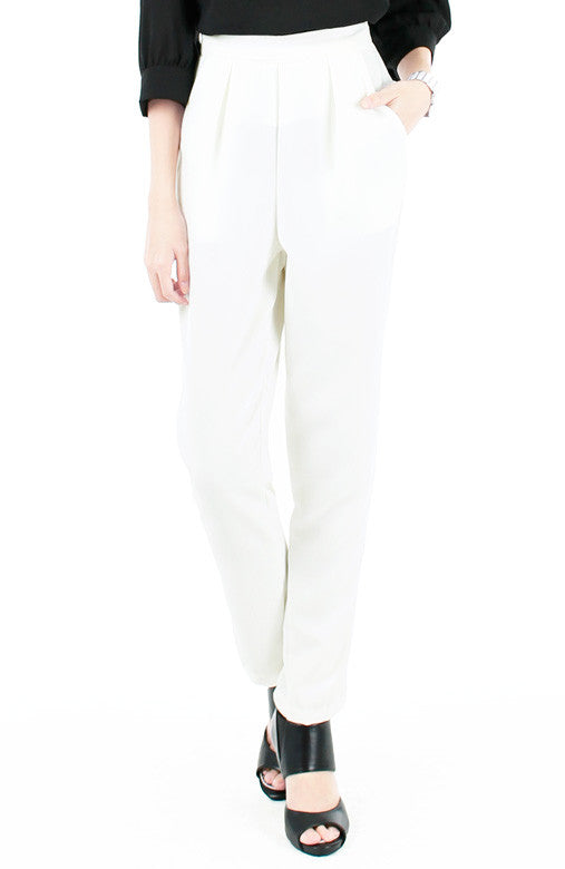 Savvy Business Pleated Trousers - White