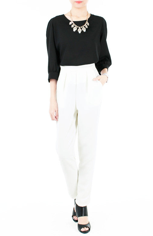 Savvy Business Pleated Trousers - White