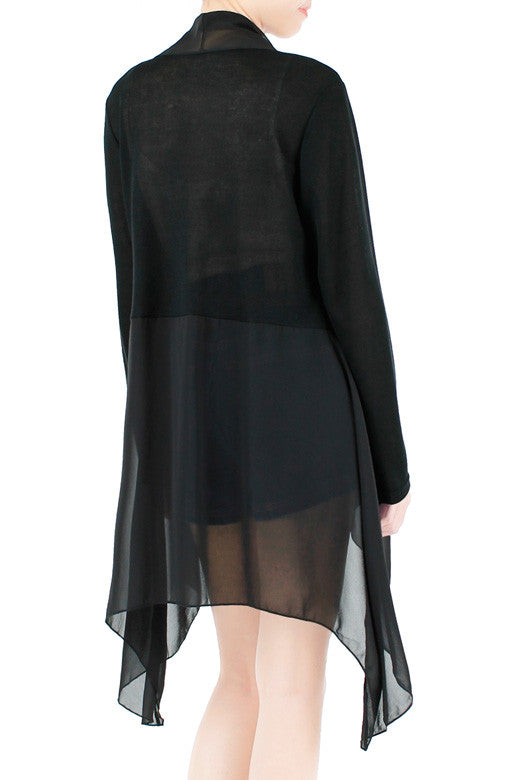 Soft Breeze Long Knit Cardigan - Black