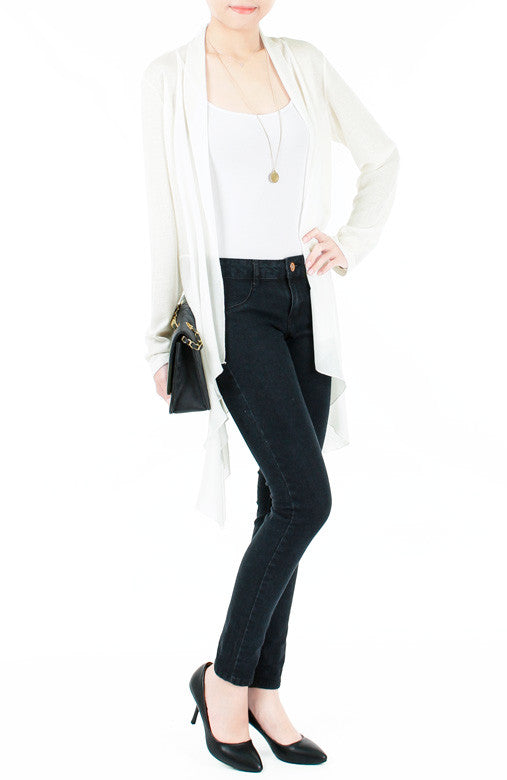 Soft Breeze Long Knit Cardigan - White