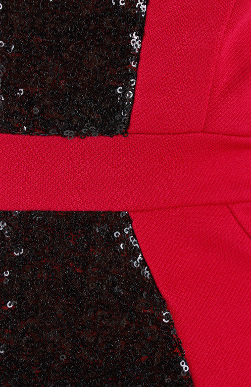 STAR Sequin Bandeau Party Dress - Red