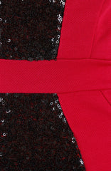 STAR Sequin Bandeau Party Dress - Red