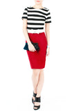 Stripe My Heart Cropped Top With Bow - Black