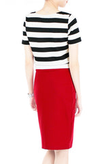Stripe My Heart Cropped Top With Bow - Black