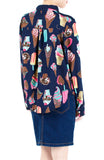 Sundae Funday Long Sleeve Blouse - Blue