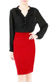 Sweet Crepe Long Sleeve Blouse - Black