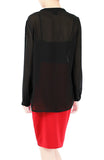 Sweet Crepe Long Sleeve Blouse - Black