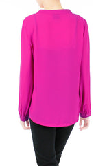Sweet Crepe Long Sleeve Blouse - Magenta Pink