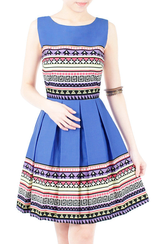 Travelling Vibes Flare Dress - Azure Blue
