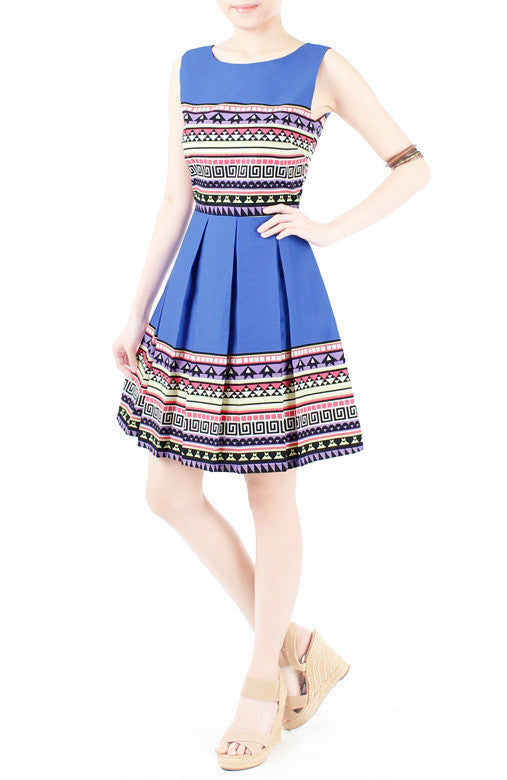 Travelling Vibes Flare Dress - Azure Blue