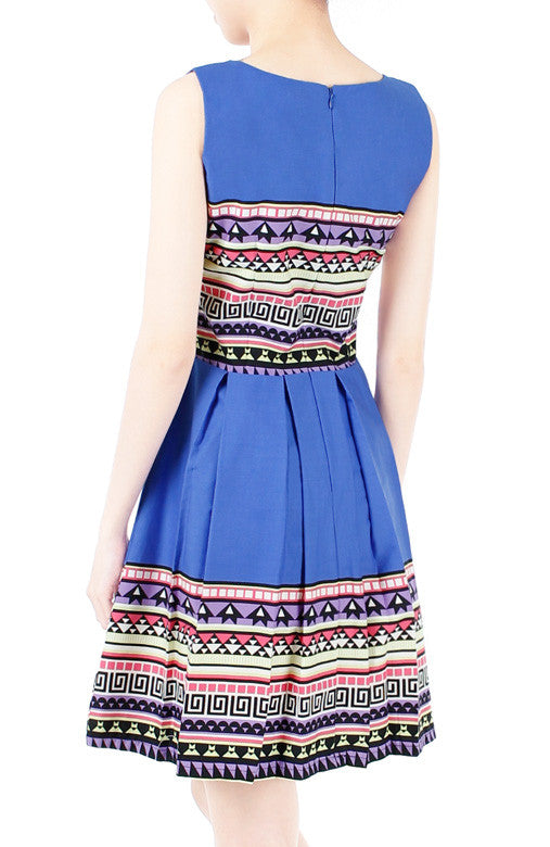 Travelling Vibes Flare Dress - Azure Blue