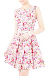 Violet Hydrangeas and Roses Flare Dress