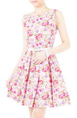 Violet Hydrangeas and Roses Flare Dress
