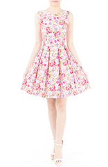 Violet Hydrangeas and Roses Flare Dress