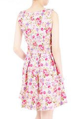 Violet Hydrangeas and Roses Flare Dress