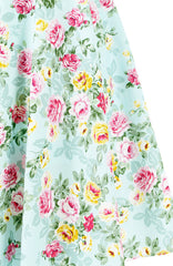 Viva Violet Floral Midi Flare Dress - Light Blue