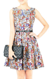 Whimsical Paris Ville Dress - Purple