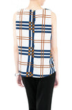 Window Plaid Sleeveless Blouse - White