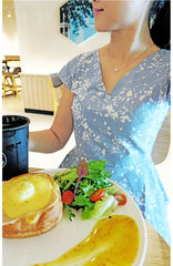 Japanese Plum Blossoms Eve Dress - Sky Blue