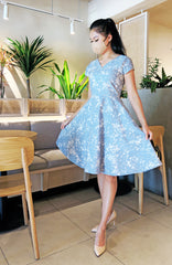 Japanese Plum Blossoms Eve Dress - Sky Blue