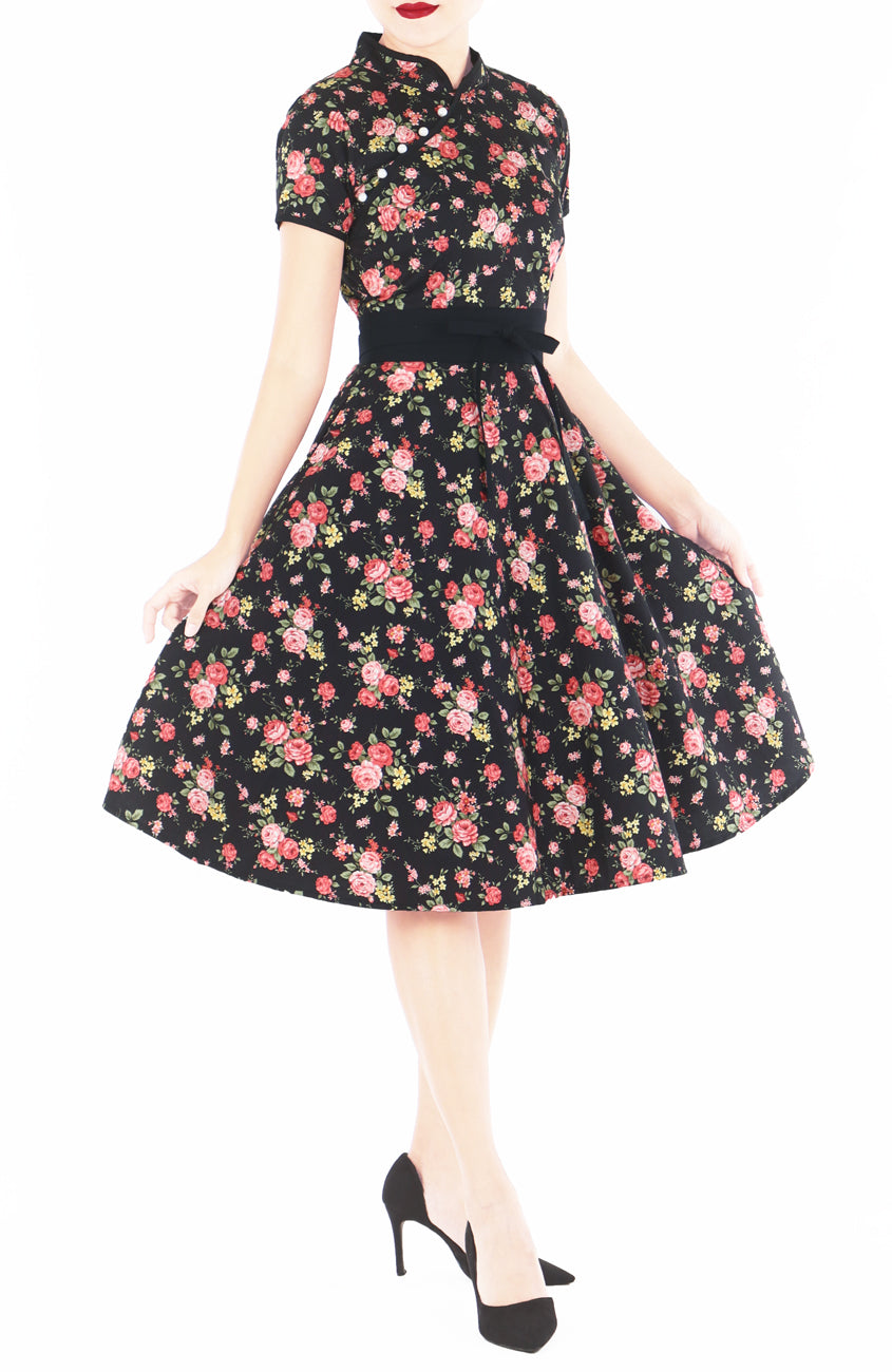 Antique Rose Cheongsam with Pearl Buttons