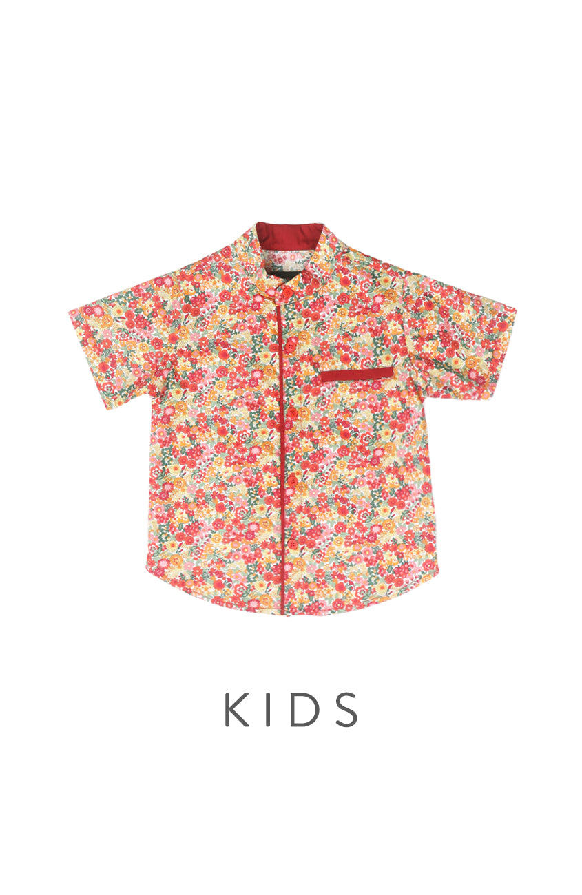 BOYS Fortune Floral Estate Mandarin Shirt