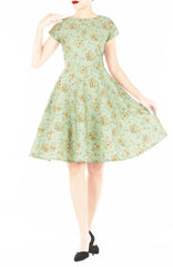 English East India Flare Tea Dress – Sage