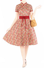 Fortune Floral Estate Cheongsam with Pearl Buttons