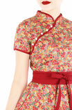Fortune Floral Estate Cheongsam with Pearl Buttons