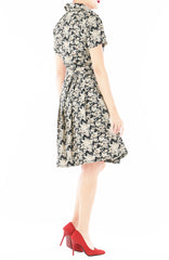 Gilded Rosette Anna Shirtdress - Noir Black