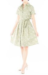 Gilded Rosette Anna Shirtdress – Sage