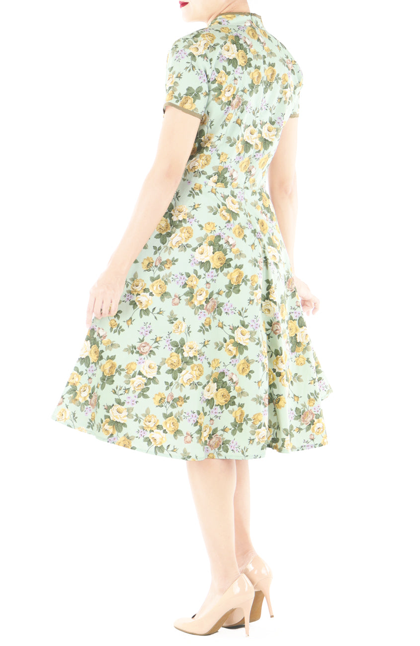 Golden Celadon Cheongsam with Pearl Buttons