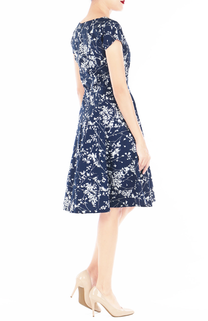 Japanese Plum Blossoms Eve Dress - Midnight Blue