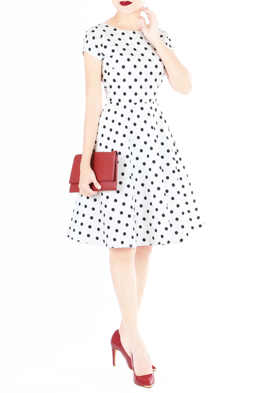 ‘Let’s Do The Polka’ Flare Tea Dress - White