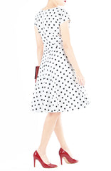 ‘Let’s Do The Polka’ Flare Tea Dress - White