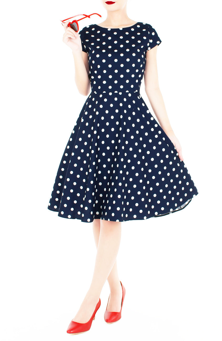 ‘Let’s Do The Polka’ Flare Tea Dress - Midnight Blue