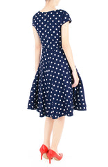 ‘Let’s Do The Polka’ Flare Tea Dress - Midnight Blue