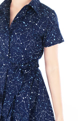 Moonlight Galaxy Anna Shirtdress - Midnight Blue