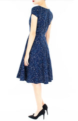 Moonlight Galaxy Flare Tea Dress - Midnight Blue