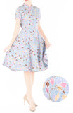 Soigne Sakura Batik Cheongsam with Pearl Buttons - Winter Blue