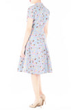 Soigne Sakura Batik Cheongsam with Pearl Buttons - Winter Blue