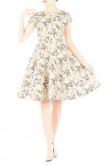 Vintage Apricot Rose Flare Tea Dress